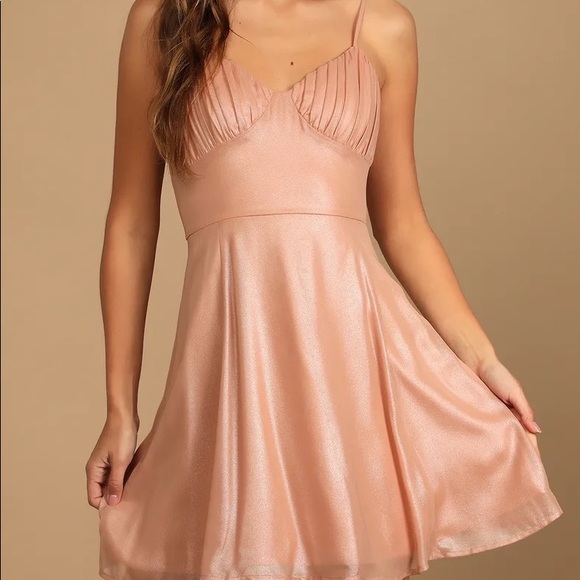 Blush Metallic Bustier Mini Skater Dress - Picture 2 of 5